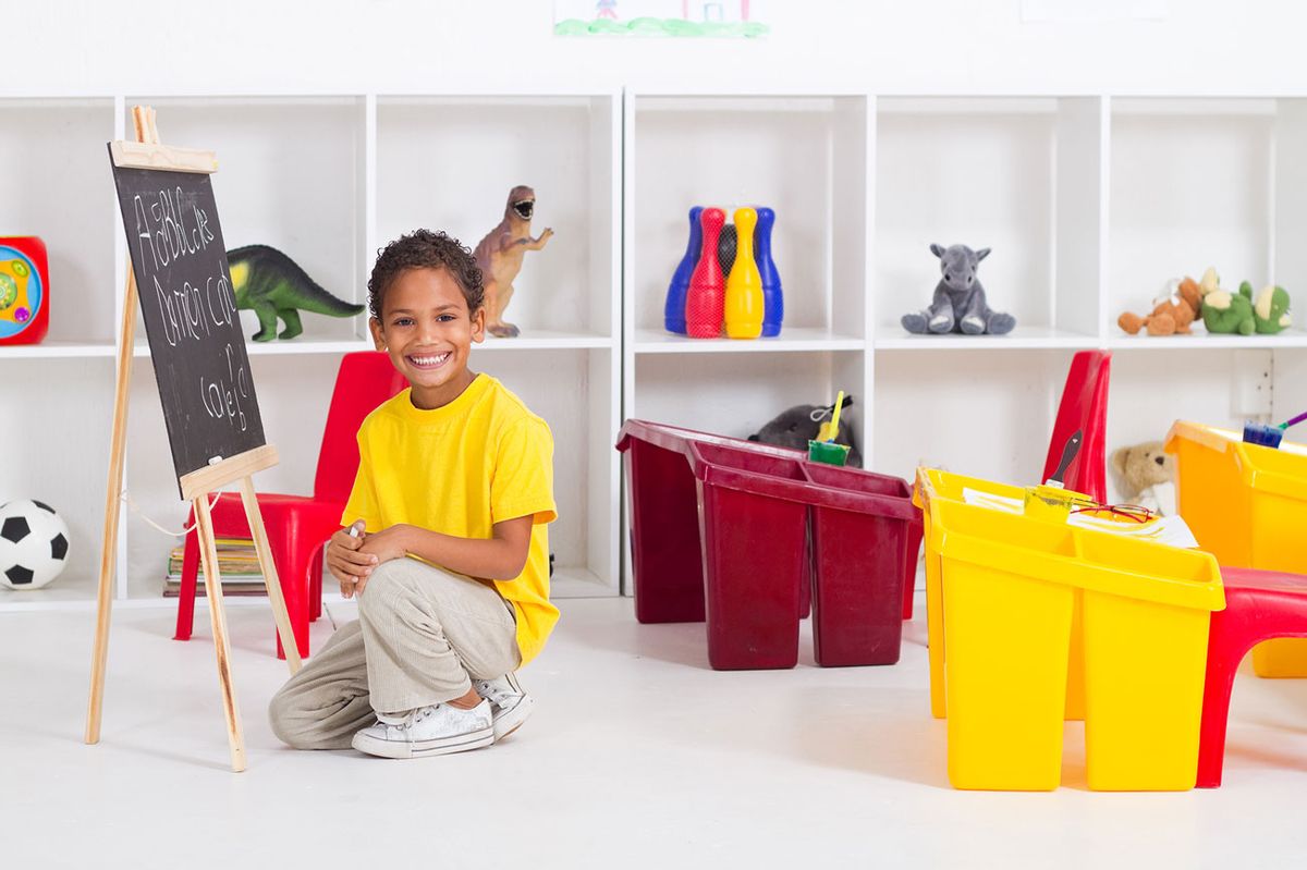 A child engaging in some of our fun activities. 